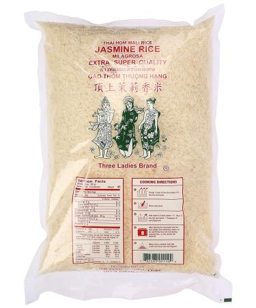 Three Ladies Jasmine Rice Long Grain 5 lbs - Premium Quality Jasmine Long Grain Rice - 5 Pound Pack - Buy Online on GoSupps.com