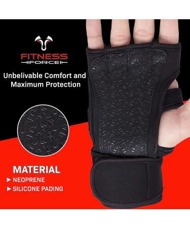 Fitness Force Ventilated Gym Gloves with Wrist Support for Men & Women - Ideal for Workouts, Weightlifting, Powerlifting - Large Black - Buy Online on GoSupps.com
