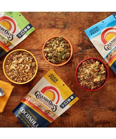 GrandyOats Organic Coconut Granola Variety Pack Coconola - Gluten Free, Paleo Friendly, Grain Free - 9oz Bags, Bulk Pack of 3 - Buy Online on GoSupps.com