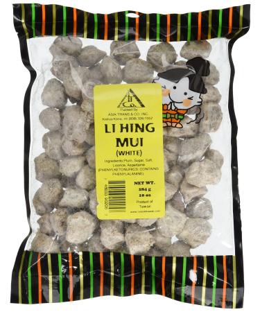 Asia Trans Seeded White Li Hing Mui Crack Seed Plums | Hawaiian Favorite | Salty, Sour, & Bitter Dried Asian Plum Candy