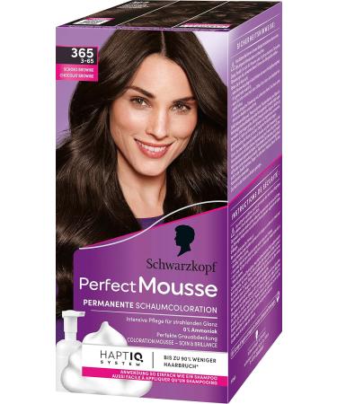 Schwarzkopf Perfect Mousse 365/3-65 Chocolate Brownie Hair Color - Permanent Foam Gray Coverage Intensive Care & Radiant Gloss (93ml) - International Shipping Available - Buy Online on GoSupps.com