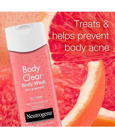 Neutrogena Body Clear Acne Treatment Body Wash with 2% Salicylic Acid - Pink Grapefruit Shower Gel for Back, Chest & Shoulders - Vitamin C - 8.5 fl. oz - Buy Online on GoSupps.com