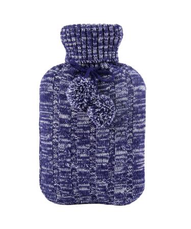 samply Hot Water Bottle with Knitted Cover 2L Hot Water Bag for Hot and Cold Compress Hand Feet Warmer Neck and Shoulder Pain Relief Blue 2L B-Blue