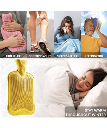 Durable 1.8L Rubber Hot Water Bottle - 2 & 3 Pack - Eco-Friendly Heat Bottles for Adults & Kids - Yellow Bed Bottle for Soothing Relief - Buy Online on GoSupps.com
