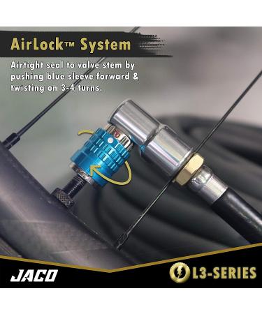 JACO Lightning Bike Tire Air Chuck (2 Pack) | Presta & Schrader Valve Compatible | Open Flow Design | 1/4 F-NPT Connection - Buy Online on GoSupps.com