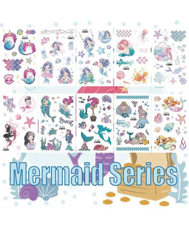 RENUIS Glitter Temporary Tattoos for Kids - 20 Sheets Mermaid Butterfly Fairy Flowers Fake Tattoo Stickers for Girls - Waterproof Party Favors & Gifts - Buy Online on GoSupps.com