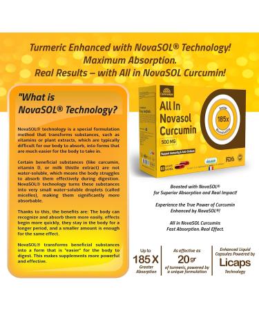 Camrusepa All in Novasol Curcumin Herbal Supplement Advanced Curcumin Formula Enhanced Absorption Licaps Capsules Supports Antioxidant Immune & Cellular Health | 60 Capsules - Buy Online on GoSupps.com