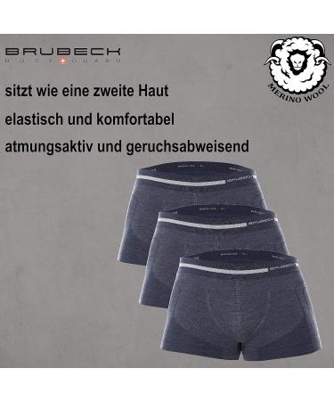 Brubeck Men's Boxer Shorts 3-Pack | Breathable & Functional | Retro Design | 41% Merino Wool | Sport Underpants - BX10430 S Marineblau - Buy Online on GoSupps.com