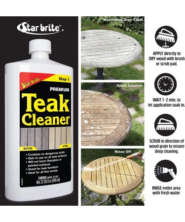 STAR BRITE 32 oz Premium Teak Cleaner - Restore Weathered Teak & Fine Woods - Marine Grade for Outdoor Furniture, Decks, Boats - Buy Online on GoSupps.com