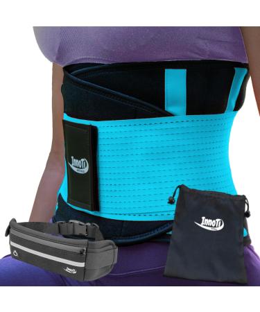 Innoti back band men & women - back support belt to stabilize the lumbar vertebrae during sports and work - compression with double adjustment ligaments blue XL (97 a 110 cm)