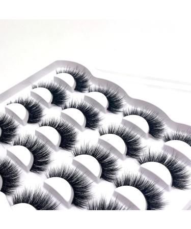 ENSMER False Eyelashes 10 Pairs Professional Reusable 3D Faux Mink Eyelashes Thick Fluffy Fake Eye lashes (A6) - Buy Online on GoSupps.com