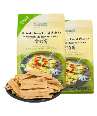 ONTRUE Dried Beancurd Sticks, Asian Tofu Yuba, Precut Tofu. Good Source Of Protein, Non-GMO, Vegan, Great Gourmet Gift, 9.88 Oz (pack of 2)