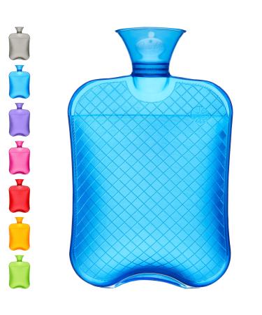 Qomfor Hot Water Bottle - 1.8 Large Large Capacity - Premium Hot Water Bag for Pain Relief Back Pain Period Pain Neck and Shoulders - No Cover - Great Gift for Women - Blue Blue