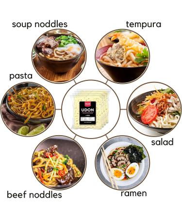 Udon Noodles (800g Total 4PK) Packed in Canada | Instant Japanese Style Noodles Ideal for Traditional Noodle Stir-fry Soup Broth (Pack of 4) | By Tasjin - Buy Online on GoSupps.com