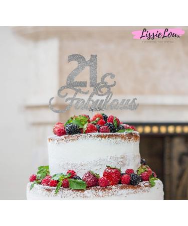 LissieLou 21 & Fabulous Birthday Cake Topper Decoration Glitter Card Made in the UK - Silver - Buy Online on GoSupps.com