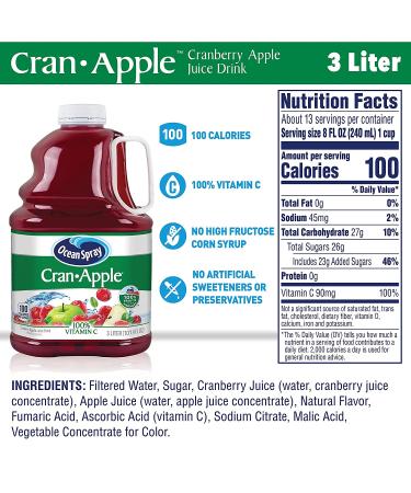 Ocean Spray Cran-Apple Juice Drink, 3 Liter Bottle - 101.4 Fl Oz (Pack of 1) - Buy Online on GoSupps.com