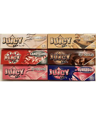 Juicy Jay's Rolling Paper 6 pack Candy Cane Cookie Dough Milk Chocolate Bubble Gum Marshmallow Cotton Candy