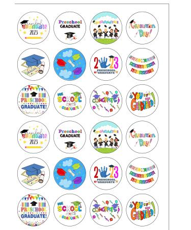24 Precut Preschool Graduation 2024 Themed Edible Wafer Paper Cake Toppers Decorations - Buy Online on GoSupps.com
