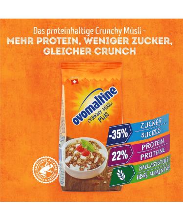 Ovomaltine Crunchy Protein Muesli Plus - Crunchy Oat Flakes - Cereal Mix with 22% Protein a Third Less Sugar and an Unparalleled Crunch (1 x 300g) - Buy Online on GoSupps.com