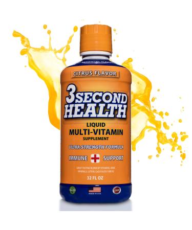 3 Second Health Liquid Multivitamin - Vegan - Non GMO - Gluten Free - Dairy Free - Soy Free - No Artificial Flavors or Preservatives - 32 Servings - GMP - USA Made - Boost Energy and Mental Clarity