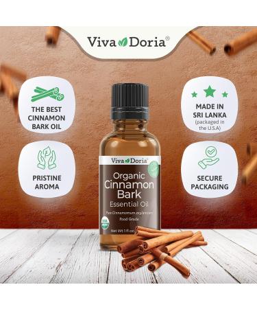 Viva Doria 100% Pure Cinnamon Bark Essential Oil - USDA Organic Food Grade Undiluted - 30 mL (1 Fl Oz) - International Shipping Available - Buy Online on GoSupps.com