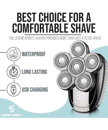 6-in-1 Cordless Comfort Head Shaver for Bald Men - Waterproof Electric Razor with Clippers Trimmers and Massager - Perfect Gifts for Men - Buy Online on GoSupps.com