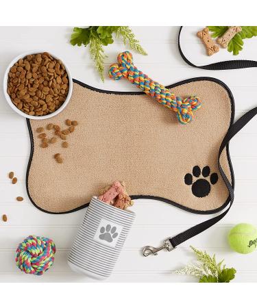 Bone Dry Cat Shape Pet Food Mat - Embroidered Microfiber, Taupe - Buy Online on GoSupps.com
