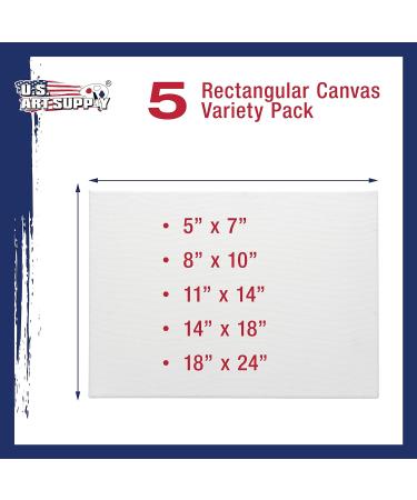 U.S. Art Supply Professional Quality Stretched Canvas Pack of 5 - 5x7, 8x10, 11x14, 14x18, 18x24 Inches - 12-Ounce Primed 100% Cotton - Painting Acrylic Pouring Oil Rectangle - Buy Online on GoSupps.com