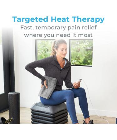 Pure Enrichment PureRelief XL Heating Pad - 6 InstaHeat Settings for Cramps, Back, Neck, Shoulder Pain Relief - Moist Heat Option - Machine Washable - 12 x 24 - Gray - Buy Online on GoSupps.com