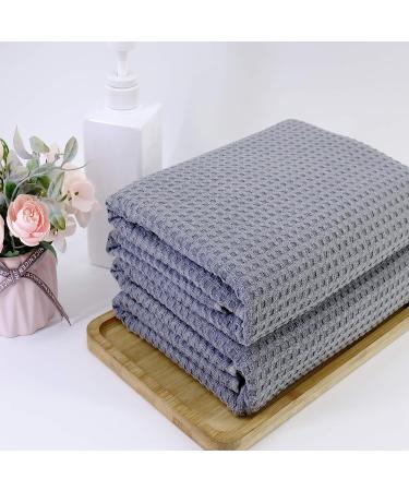 POLYTE Oversize Quick Dry Microfiber Bath Towel Set of 2 - 60x30in (Gray Waffle Weave) - Buy Online on GoSupps.com