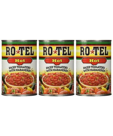 Ro-Tel HOT Diced Tomatoes with Habaneros 10 oz ( 3 Pack)