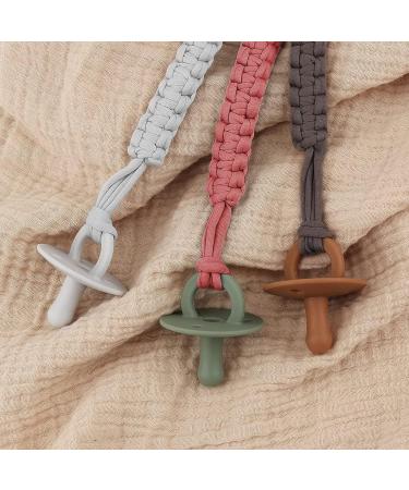 Shop LUVADEYO Hand-Woven Cotton Pacifier Chain | Modern Baby Accessories | White Khaki & Powder Colors for Stylish Parenting - Buy Online on GoSupps.com