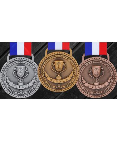 Gold Silver Bronze Medals for 1st 2nd 3rd Place Trophy Awards  Bright or Antique Finish with Attached Red White Blue Satin Ribbon - Sold Separately Antique Gold - Buy Online on GoSupps.com
