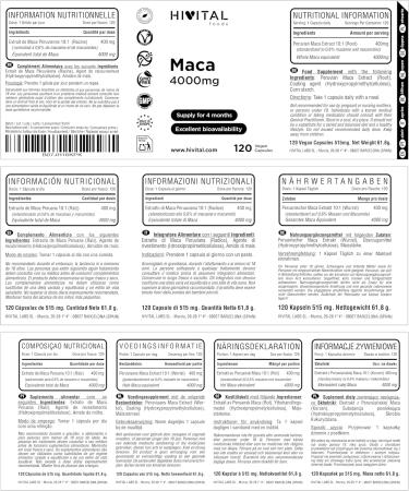 Peruvian Maca Extract Concentrate 4000mg | 120 Veggie Capsules | Helps with Energy Athletic Performance Memory Immune System & Hormone Imbalances - Buy Online on GoSupps.com