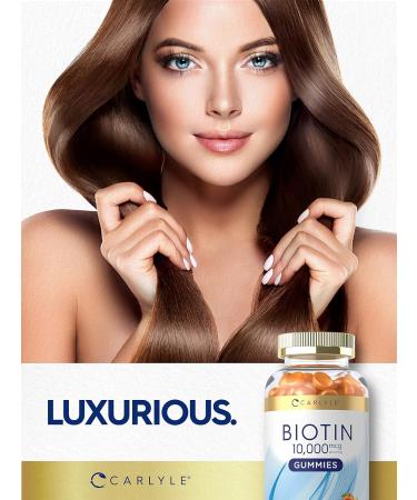 Carlyle Biotin 10000mcg Gummies | 150 Count Peach Flavor Supplement | Vegan Non-GMO Gluten Free - Buy Online on GoSupps.com