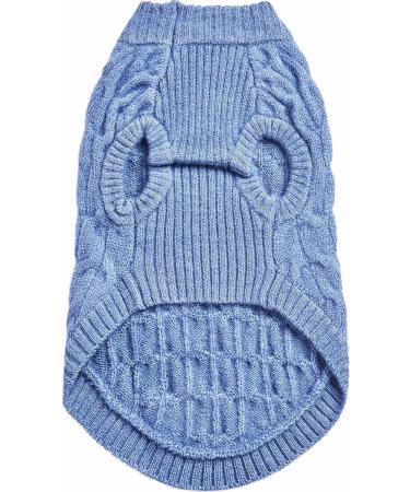 Blueberry Pet Classic Fuzzy Textured Knit Pullover Dog Sweater in Heather Blue - 10 inch - Buy Online on GoSupps.com