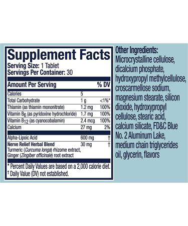 Nervive Nerve Relief Tablets for Nerve Aches, Weakness & Discomfort in Hands, Feet - ALA, Vitamins B1, B6, B12, Turmeric, Ginger - 30-Day Supply - Buy Online on GoSupps.com