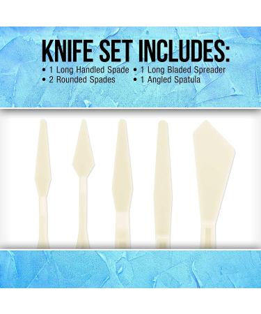 U.S. Art Supply 5-Piece Plastic Palette Knife Set - Versatile Knives for Mixing, Spreading, and Applying Paints on Canvases and Cake Icing - Buy Online on GoSupps.com
