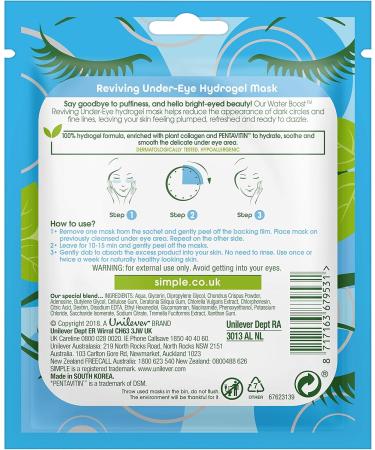 Simple Water Boost Reviving Hydrogel Under Eye Mask 4x 1 pair - Buy Online on GoSupps.com