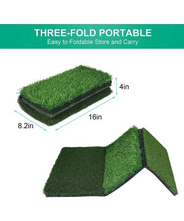 NEWCARE Golf Hitting Mat 3-in-1 Foldable Grass Mat - Practice Chipping, Swing Detection, Batting - Backyard Portable Mat for Driving & Putting - Golf Training Tri-Turf Mat - Buy Online on GoSupps.com