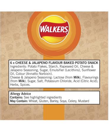 Walkers Oven Baked Cheese & Jalapeno Crisps 6 x 22g - Deliciously Spicy Snack Pack - Buy Online on GoSupps.com