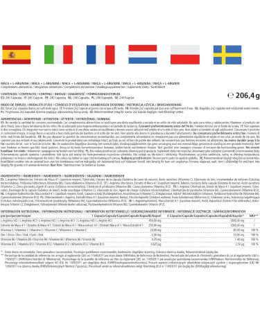 Vitamaze Maca Root Capsules 4000mg with L-Arginine, B6, B12, and Zinc - Hormonal Balance & Energy Booster - 240 Capsules for 2 Months - Organic German Quality Supplement - Buy Online on GoSupps.com
