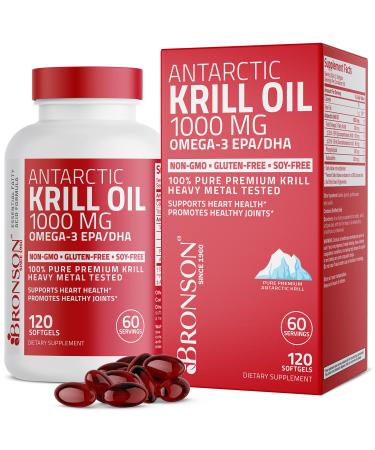 Bronson Antarctic Krill Oil 1000 mg with Omega-3 - 120 Softgels
