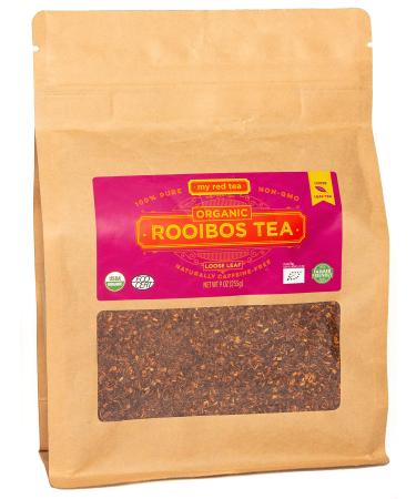 Rooibos Tea, USDA Certified Organic Tea, MY RED TEA. Tagless South African, 100% Pure, Single Origin, Natural, Farmer Friendly, GMO and Caffeine Free (9oz)
