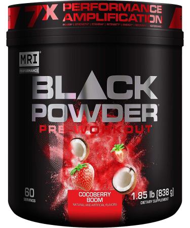 MRI Black Powder Pre-Workout Powder - Explosive Energy & Stamina - Intense Strength and Focus - Build Muscle - Recover Faster – Creatine - 60 Servings (Cocoberry Boom)