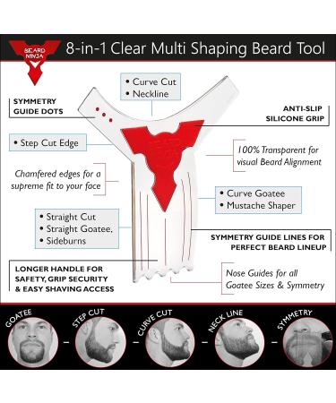 BEARD NINJA Beard Shaping Tool - Lineup & Edging Template for Goatee, Mustache, Neckline - Red - Buy Online on GoSupps.com