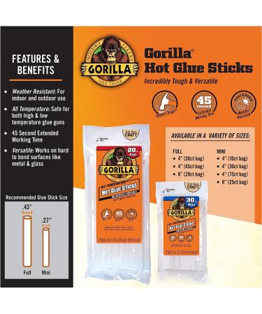 Gorilla Dual Temp Mini Hot Glue Gun Kit with 30 Hot Glue Sticks Glue Gun + 30 ct Sticks - Buy Online on GoSupps.com