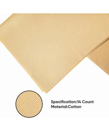 Caydo 39x25.6 Inch Aida Cloth 14 Count Cross Stitch Fabric for Handmade Crafts - Khaki - Buy Online on GoSupps.com