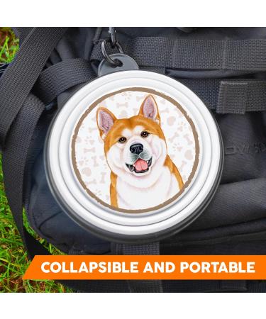 Akita Portable Folding Dog Bowl with Carabiners - Lightweight & Unique Accessory for Walks - Buy Online on GoSupps.com