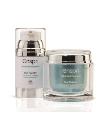 Enspri Ultra PURE Collagen Peptides Powder Mask: 5-Min Anti-Aging Facial Kit 25 treatments 2 Step System including Vital Hydrator Anti-aging reduce age spots shrinks pores and increased elasticity PURE Collagen Powder
